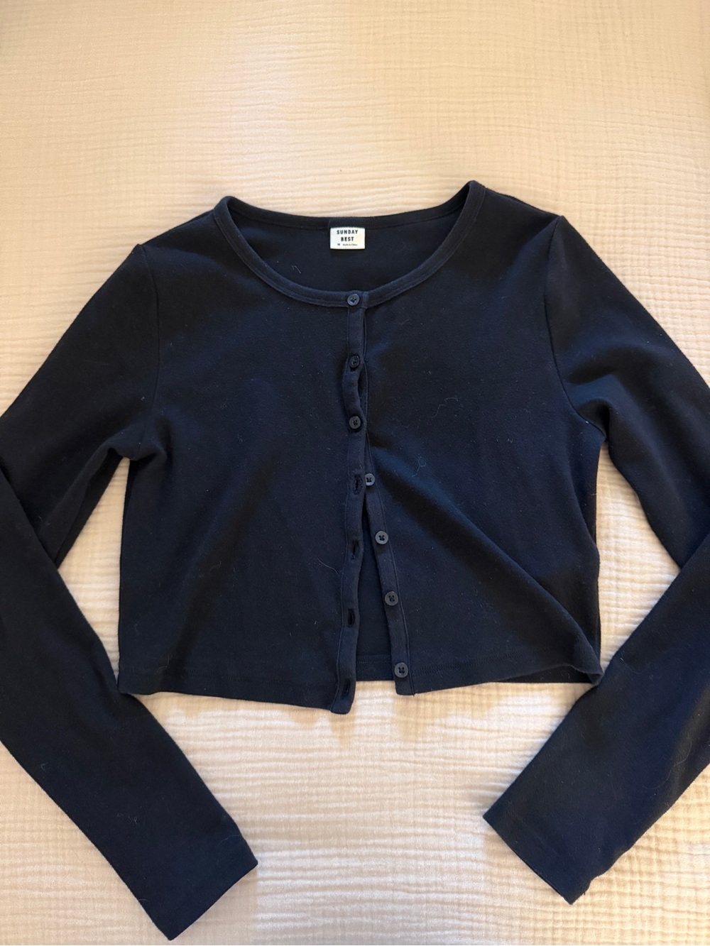 Sunday Best Black Cropped Button-Down Top